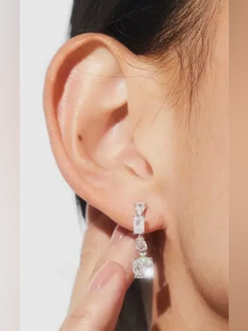 Nadri Silver Cubic Zirconia Drop Earrings NWT - Picture 4 of 5